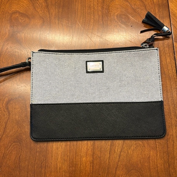 Calvin Klein Handbags - Calvin Klein Textured Black/White Large Wristlet NWOT